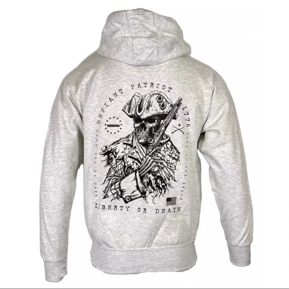 Howitzer Style Men's Hoodie DEFIANT PATRIOT Military Grunt White - Picture 1 of 6